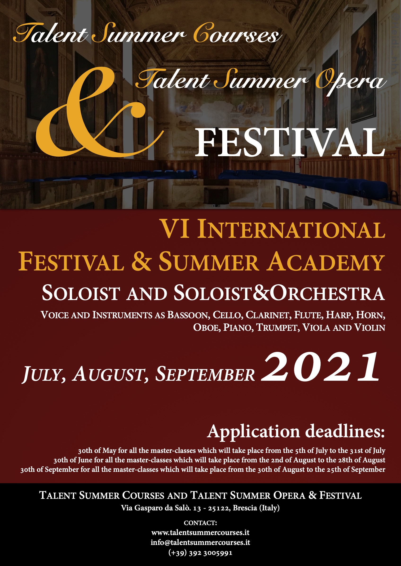 Talent Summer Courses and Talent Summer Opera & FESTIVAL